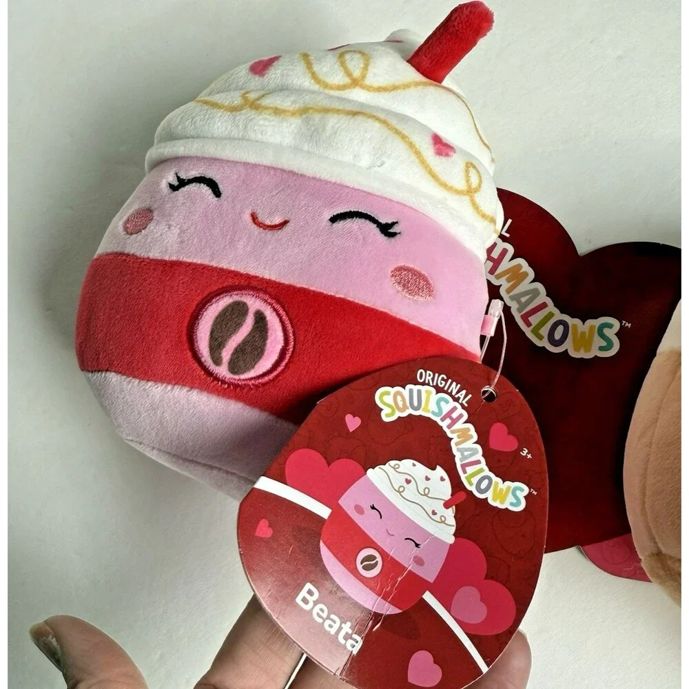 Squishmallows 5” Latte Beata and Cinnamon Roll Anita Coffee Set New NWT
